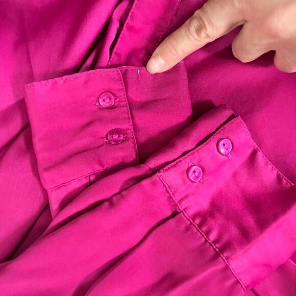 Melissa McCarthy Seven7 Magenta V-Neck Button Up Blouse Size 1X - Picture 7 of 12
